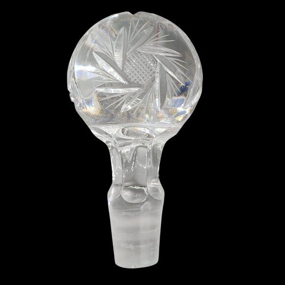Crystal Decanter Replacement Stopper Etched Patterns Pinwheel - Picture 1 of 5